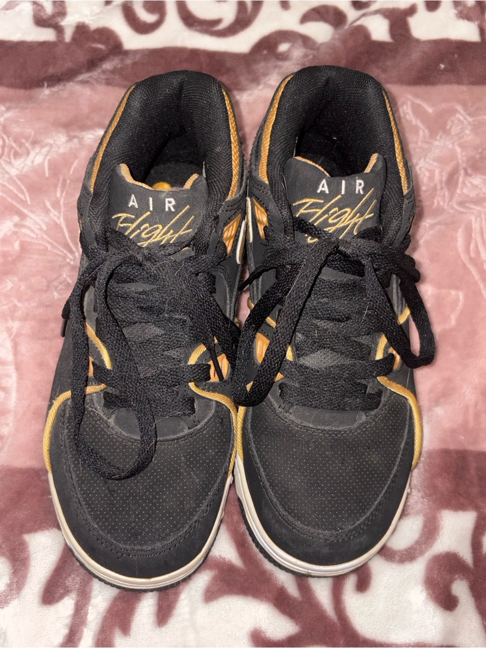 Nike Black and Gold Air Flight Women’s Sneakers